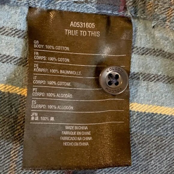 Volcom Men's Gaines Cotton Plaid Flannel Button Up Long Sleeve Shirt Size L - Picture 8 of 12